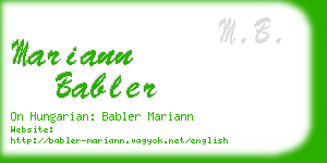 mariann babler business card